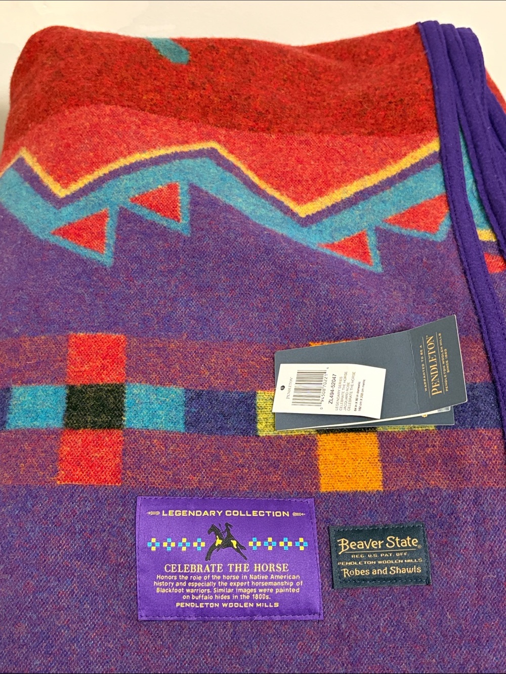 New Pendleton Wool Blanket Celebrate the Horse Beaver State 64 x 80 Made in USA